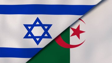 İsrail ve Cezayir 'in iki bayrağı. Kaliteli bir iş geçmişi. 3d illüstrasyon