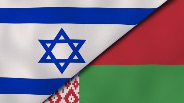 İsrail ve Belarus 'un iki bayrağı. Kaliteli bir iş geçmişi. 3d illüstrasyon