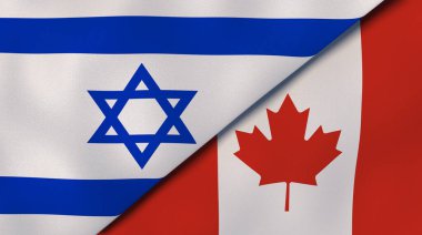 İsrail ve Kanada 'nın iki bayrağı. Kaliteli bir iş geçmişi. 3d illüstrasyon