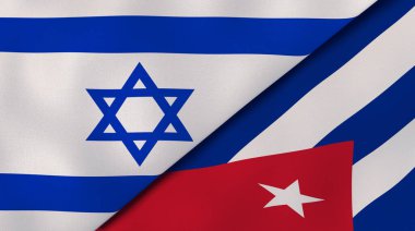 İsrail ve Küba 'nın iki bayrağı. Kaliteli bir iş geçmişi. 3d illüstrasyon