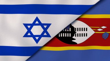 İsrail ve Eswatini 'nin iki bayrağı. Kaliteli bir iş geçmişi. 3d illüstrasyon