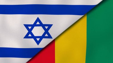 İsrail ve Gine 'nin iki bayrağı. Kaliteli bir iş geçmişi. 3d illüstrasyon