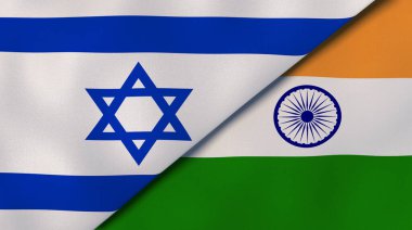 İsrail ve Hindistan 'ın iki bayrağı. Kaliteli bir iş geçmişi. 3d illüstrasyon