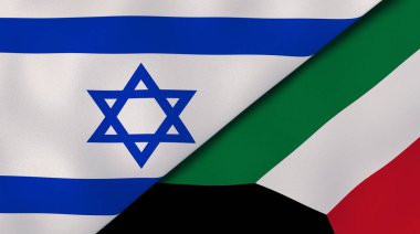 İsrail ve Kuveyt 'in iki bayrağı. Kaliteli bir iş geçmişi. 3d illüstrasyon