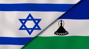 İsrail ve Lesotho 'nun iki bayrağı. Kaliteli bir iş geçmişi. 3d illüstrasyon