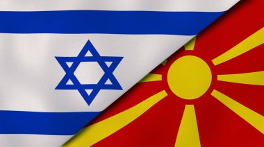 İsrail ve Makedonya 'nın iki bayrağı. Kaliteli bir iş geçmişi. 3d illüstrasyon