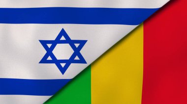 İsrail ve Mali 'nin iki bayrağı. Kaliteli bir iş geçmişi. 3d illüstrasyon