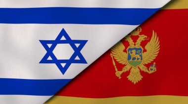 İsrail ve Karadağ 'ın iki bayrağı. Kaliteli bir iş geçmişi. 3d illüstrasyon