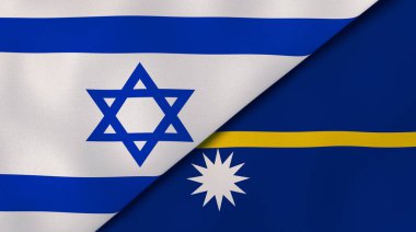 İsrail ve Nauru 'nun iki bayrağı. Kaliteli bir iş geçmişi. 3d illüstrasyon