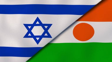 İsrail ve Nijer 'in iki bayrağı. Kaliteli bir iş geçmişi. 3d illüstrasyon