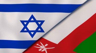 İsrail ve Umman 'ın iki bayrağı. Kaliteli bir iş geçmişi. 3d illüstrasyon