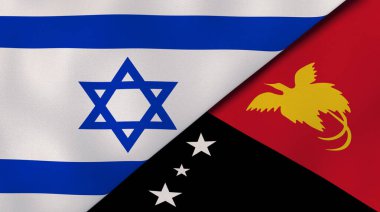 İsrail ve Papua Yeni Gine 'nin iki bayrağı. Kaliteli bir iş geçmişi. 3d illüstrasyon