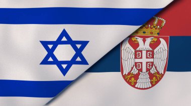 İsrail ve Sırbistan 'ın iki bayrağı. Kaliteli bir iş geçmişi. 3d illüstrasyon