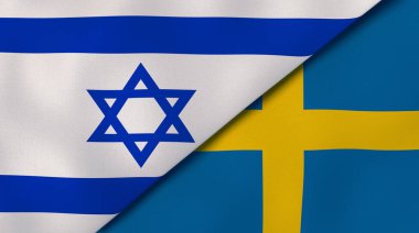 İsrail ve İsveç 'in iki bayrağı. Kaliteli bir iş geçmişi. 3d illüstrasyon