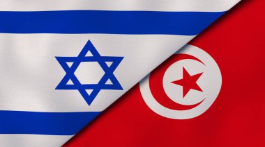 İsrail ve Tunus 'un iki bayrağı. Kaliteli bir iş geçmişi. 3d illüstrasyon