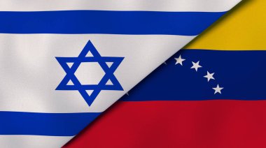 İsrail ve Venezuela 'nın iki bayrağı. Kaliteli bir iş geçmişi. 3d illüstrasyon
