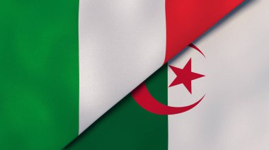 İtalya ve Cezayir 'in iki bayrağı. Kaliteli bir iş geçmişi. 3d illüstrasyon