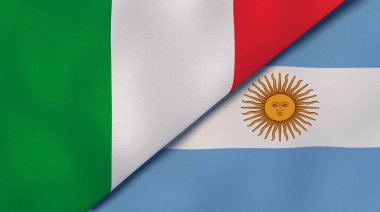 İtalya ve Arjantin 'in iki bayrağı. Kaliteli bir iş geçmişi. 3d illüstrasyon