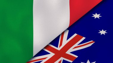 İtalya ve Avustralya 'nın iki bayrağı. Kaliteli bir iş geçmişi. 3d illüstrasyon
