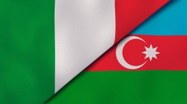 İtalya ve Azerbaycan 'ın iki bayrağı. Kaliteli bir iş geçmişi. 3d illüstrasyon