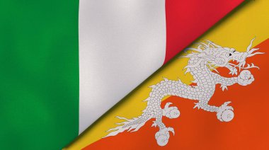 İtalya ve Butan 'ın iki bayrağı. Kaliteli bir iş geçmişi. 3d illüstrasyon