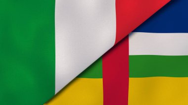 İtalya ve Orta Afrika Cumhuriyeti 'nin iki bayrağı. Kaliteli bir iş geçmişi. 3d illüstrasyon