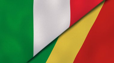 İtalya ve Kongo 'nun iki bayrağı. Kaliteli bir iş geçmişi. 3d illüstrasyon