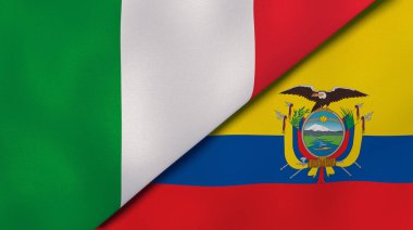 İtalya ve Ekvador 'un iki bayrağı. Kaliteli bir iş geçmişi. 3d illüstrasyon