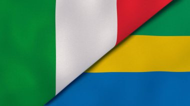 İtalya ve Gabon 'un iki bayrağı. Kaliteli bir iş geçmişi. 3d illüstrasyon