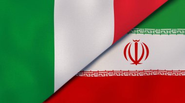 İtalya ve İran 'ın iki bayrağı. Kaliteli bir iş geçmişi. 3d illüstrasyon