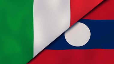 İtalya ve Laos 'un iki bayrağı. Kaliteli bir iş geçmişi. 3d illüstrasyon