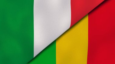 İtalya ve Mali 'nin iki bayrağı. Kaliteli bir iş geçmişi. 3d illüstrasyon