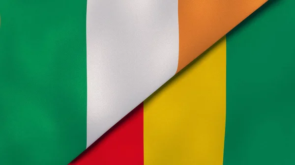 Два Державні Прапори Ірландії Гвінеї Високоякісне Ділове Минуле Ілюстрація — стокове фото