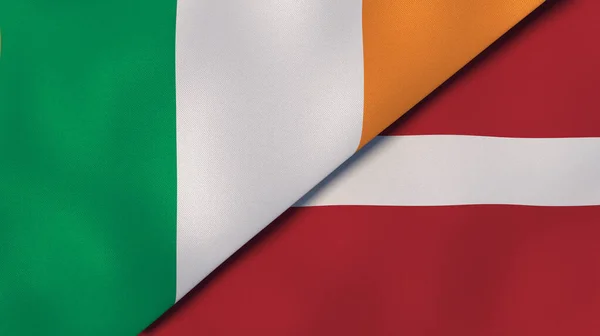 Dwa Państwa Bandery Irlandii Łotwy Wysokiej Jakości Doświadczenie Biznesowe Ilustracja — Zdjęcie stockowe
