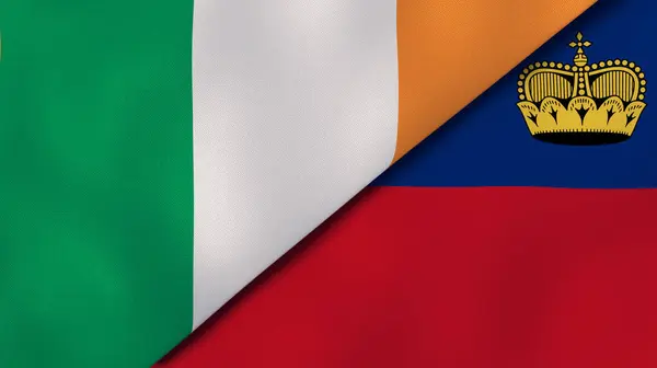 Twee Vlaggen Van Ierland Liechtenstein Hoge Kwaliteit Zakelijke Achtergrond Illustratie — Stockfoto