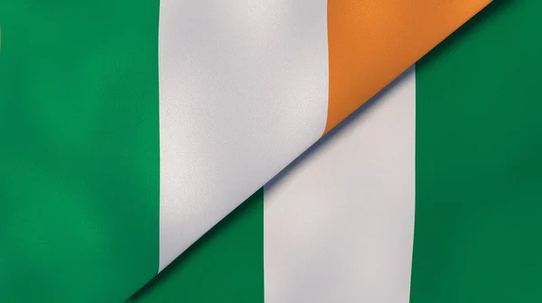 Två Flaggstater Från Irland Och Nigeria Hög Kvalitet Affärsbakgrund Illustration — Stockfoto