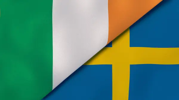 Dwa Państwa Bandery Irlandii Szwecji Wysokiej Jakości Doświadczenie Biznesowe Ilustracja — Zdjęcie stockowe