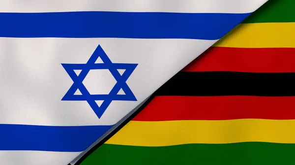 Två Stater Flaggar Israel Och Zimbabwe Hög Kvalitet Affärsbakgrund Illustration — Stockfoto