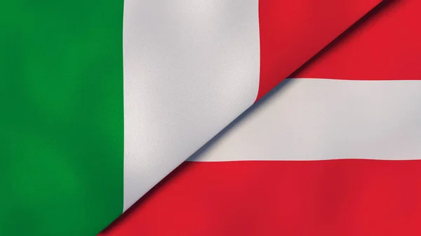意大利和奥地利的两个国家的国旗 高质量的商业背景 3D说明 — 图库照片