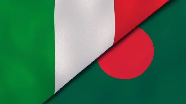 意大利和孟加拉国的两个国家的国旗 高质量的商业背景 3D说明 — 图库照片