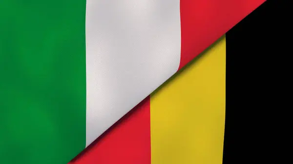 意大利和比利时的两个国家的国旗 高质量的商业背景 3D说明 — 图库照片