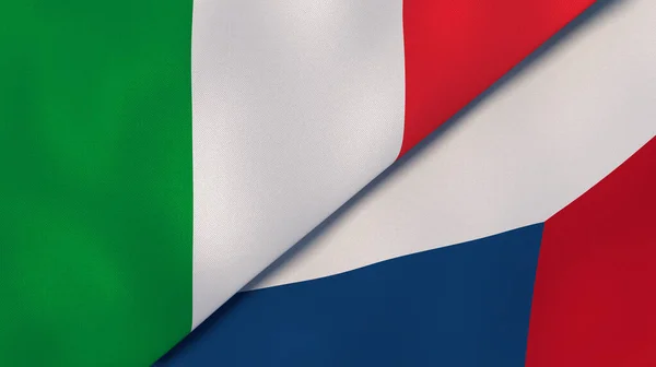 Due Stati Bandiere Italia Repubblica Ceca Contesto Aziendale Alta Qualità — Foto Stock