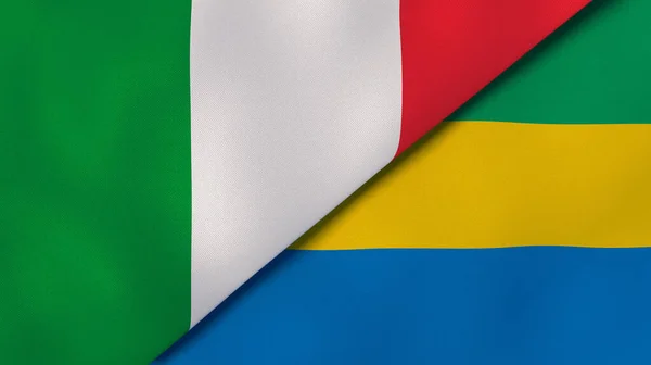 Zwei Staaten Flaggen Von Italien Und Gabun Hochwertiger Geschäftlicher Hintergrund — Stockfoto