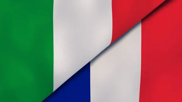 意大利和法国两国国旗 高质量的商业背景 3D说明 — 图库照片