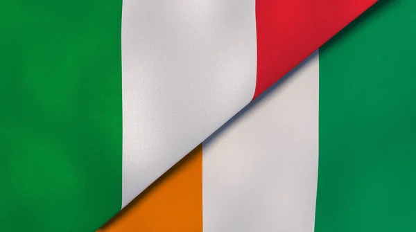 Δύο Σημαίες Της Ιταλίας Και Της Ακτής Ελεφαντοστού Επαγγελματικό Υπόβαθρο — Φωτογραφία Αρχείου