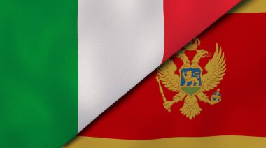 İtalya ve Karadağ 'ın iki bayrağı. Kaliteli bir iş geçmişi. 3d illüstrasyon