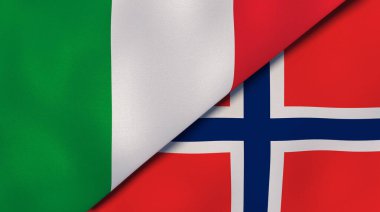 İtalya ve Norveç 'in iki bayrağı. Kaliteli bir iş geçmişi. 3d illüstrasyon