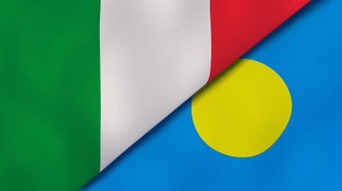 İtalya ve Palau 'nun iki bayrağı. Kaliteli bir iş geçmişi. 3d illüstrasyon