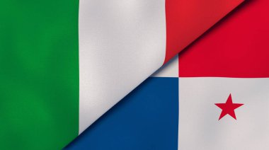 İtalya ve Panama 'nın iki bayrağı. Kaliteli bir iş geçmişi. 3d illüstrasyon