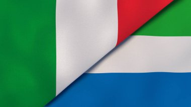 İtalya ve Sierra Leone 'nin iki bayrağı. Kaliteli bir iş geçmişi. 3d illüstrasyon